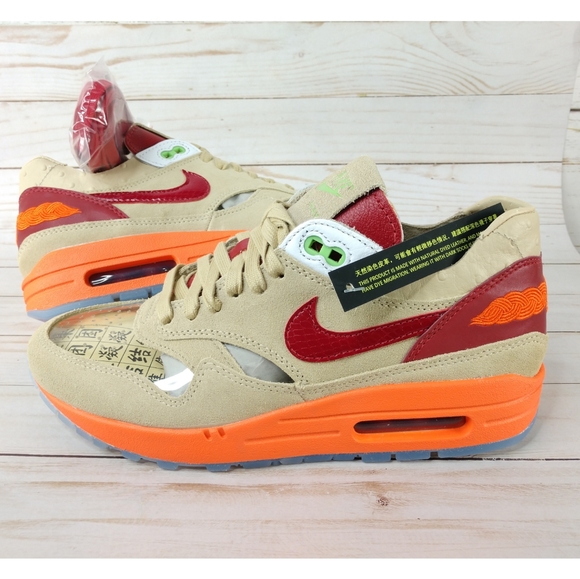 Nike Air Max 1 x CLOT Kiss Of Death Red Orange Blaze Sneakers - Picture 12 of 15